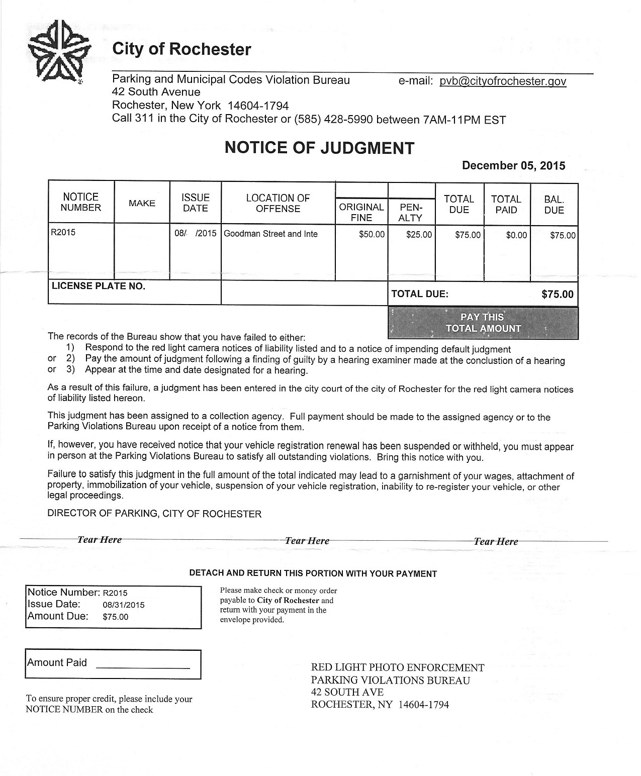 red light camera letter